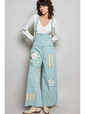 THE LACE AND BLOOM PATCHWORK OVERALLS