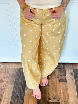 THE LEMON DROP POLKA WIDE PANTS