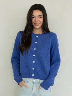 THE OPENWORK BUTTON DETAIL CARDIGAN