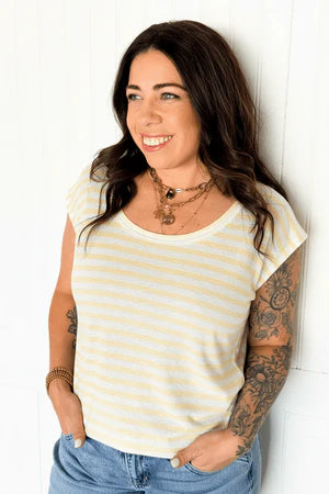 THE SOFT BUTTER STRIPE KNIT TOP