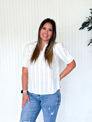 THE SWEET COLLAR STRIPE BUTTON TOP