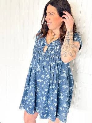 THE WILDPETAL PINTUCK DENIM DRESS