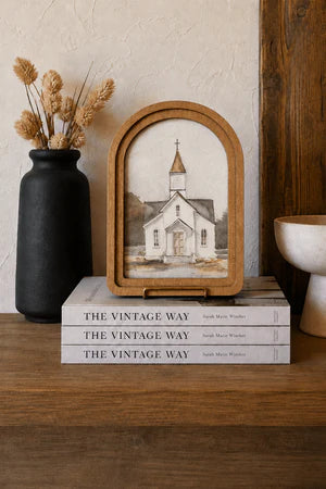 TOP WATERCOLOR CHURCH ART FRAMED ART 6X8 INCH