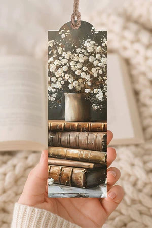 WOOD BOOKMARK BOOKS WITH FLOWERS