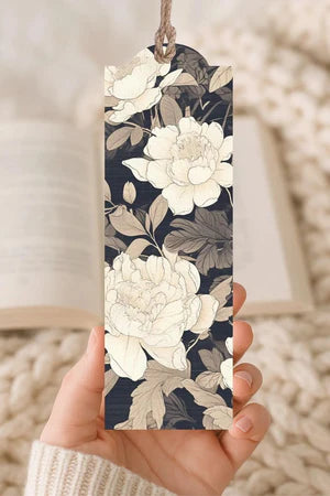 WOOD BOOKMARK CHARCOAL FLORAL