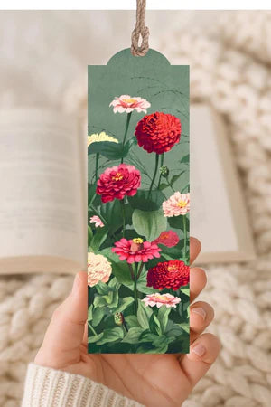 WOOD BOOKMARK VINTAGE ZINNIAS