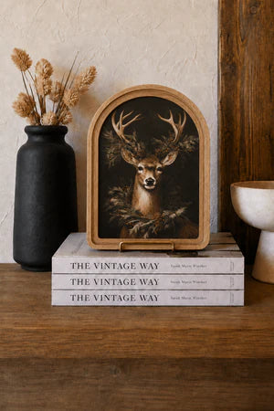 WREATH DEER 8.25X11 INCH ARCH FRAMED ART
