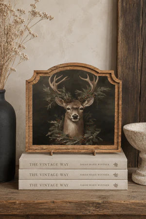 WREATH DEER PROVINCIAL FRAMED ART